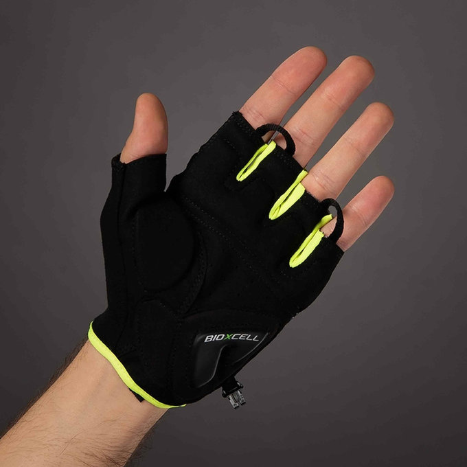 Rękawiczki rowerowe dla dorosłych BioXCell Super Fly w kolorze czarnym/neonowożółtym