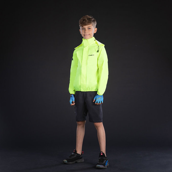 Detská bunda do dažďa neónovo žltá