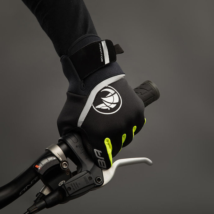 Zimowe rękawiczki rowerowe dla dorosłych Phantom czarno/neonowożółte