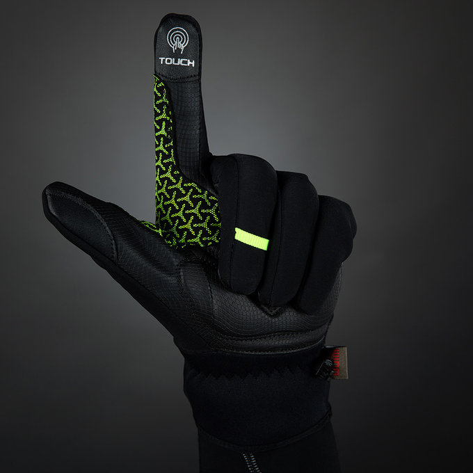 Zimowe rękawiczki rowerowe dla dorosłych Express+ czarno-neonowe