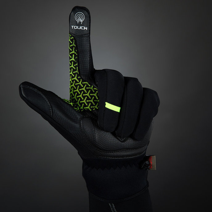 Zimowe rękawiczki rowerowe dla dorosłych Express+ czarno-neonowe