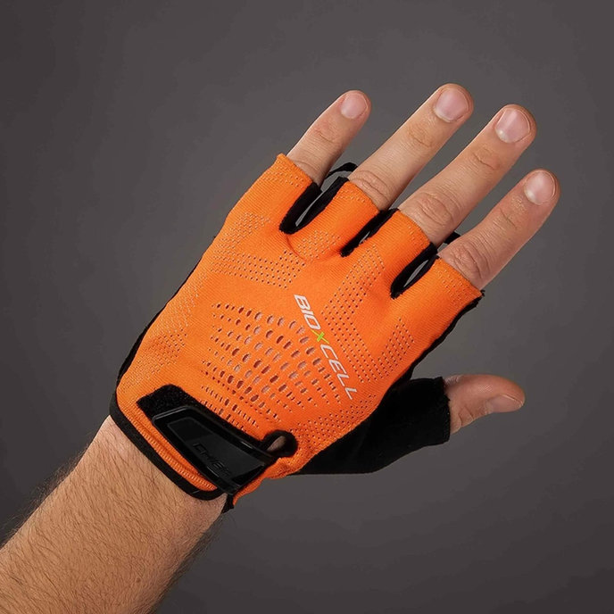 Rękawiczki rowerowe dla dorosłych BioXCell Super Fly pomarańczowo-czarne