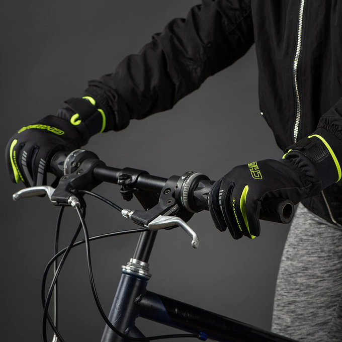 Zimowe rękawiczki rowerowe dla dzieci Kids Wodoodporne czarno/neonowożółte