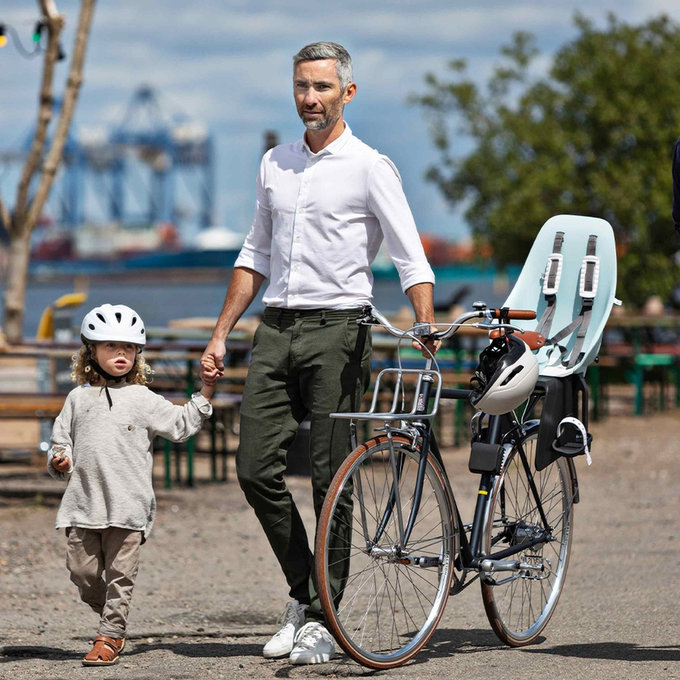 Fotelik rowerowy tylny z adapterem i bagażnikiem na ramę SET