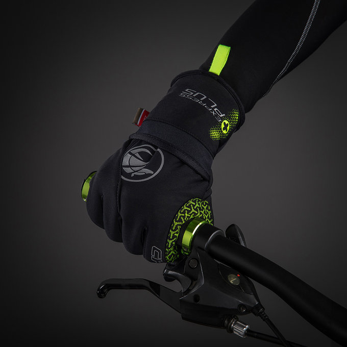 Rękawiczki rowerowe Express+ dla dorosłych w okresie przejściowym, czarne/neonowe