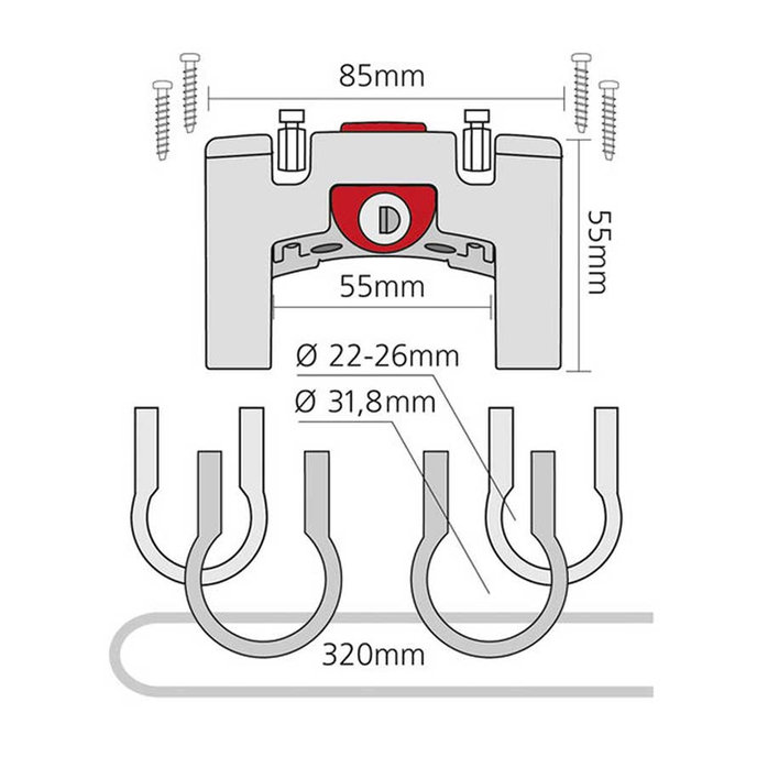 Adapter kierownicy 22-26 mm/31,8 mm blokowany