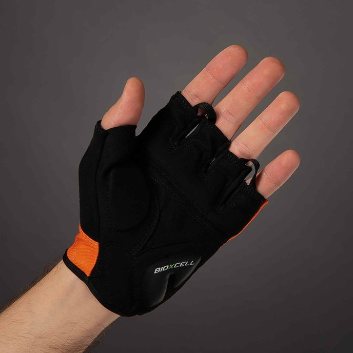 Rękawiczki rowerowe dla dorosłych BioXCell Super Fly pomarańczowo-czarne