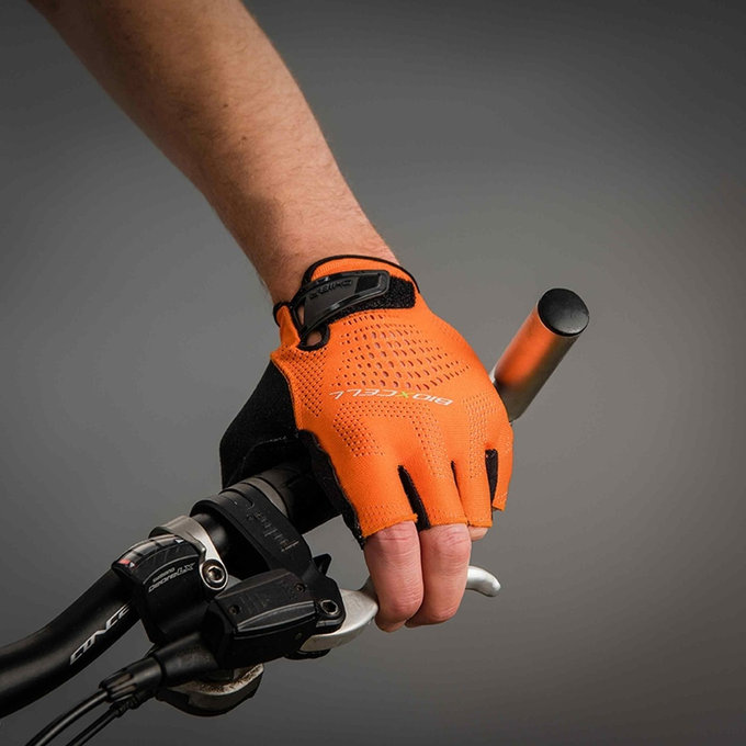 Rękawiczki rowerowe dla dorosłych BioXCell Super Fly pomarańczowo-czarne
