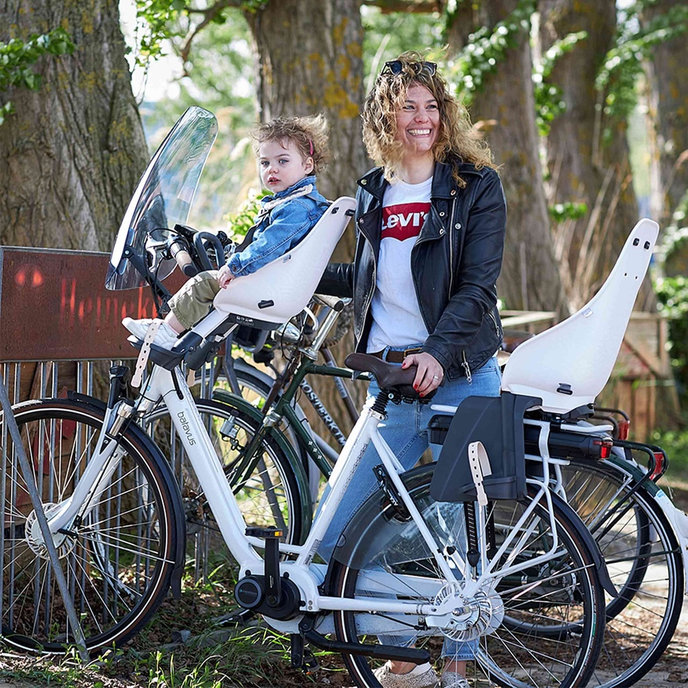 Fotelik rowerowy tylny z adapterem i bagażnikiem na ramę SET