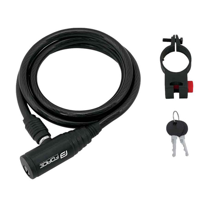 Zamek spiralny FORCE ECO z uchwytem, 120cm / 8mm, czarny