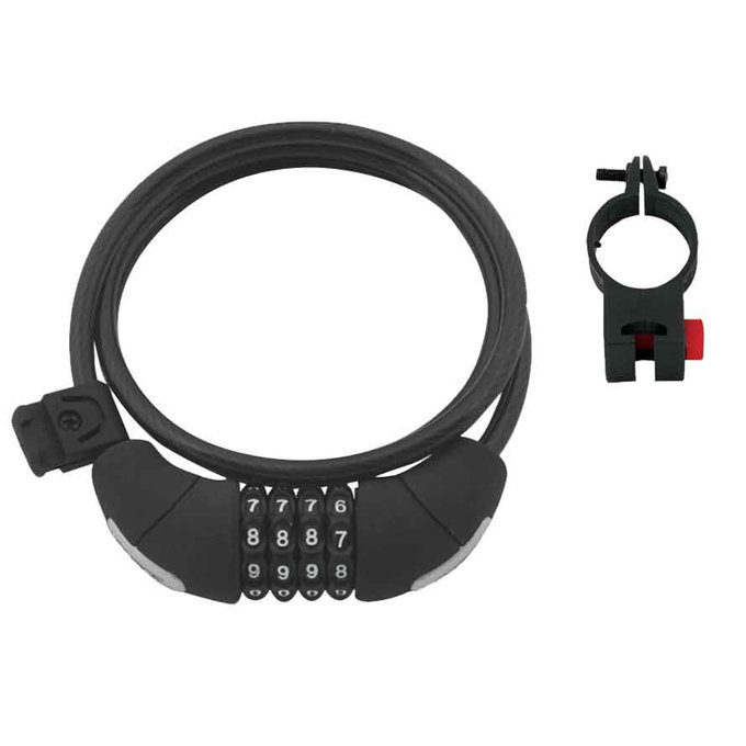 Zamek spiralny FORCE LUX, kodowany, 120cm / 8mm + uchwyt, czarny
